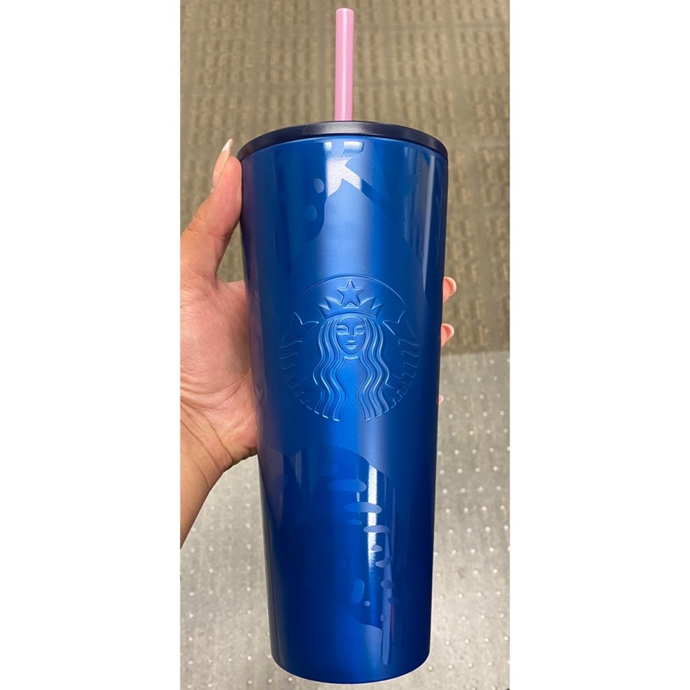 NEW Starbucks 2021 Blue Tropical Leaf Tumbler